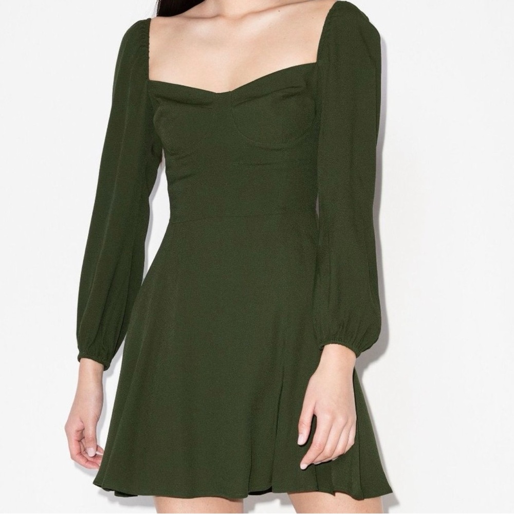 Reformation Fern Green Mochi Long Sleeve Dress